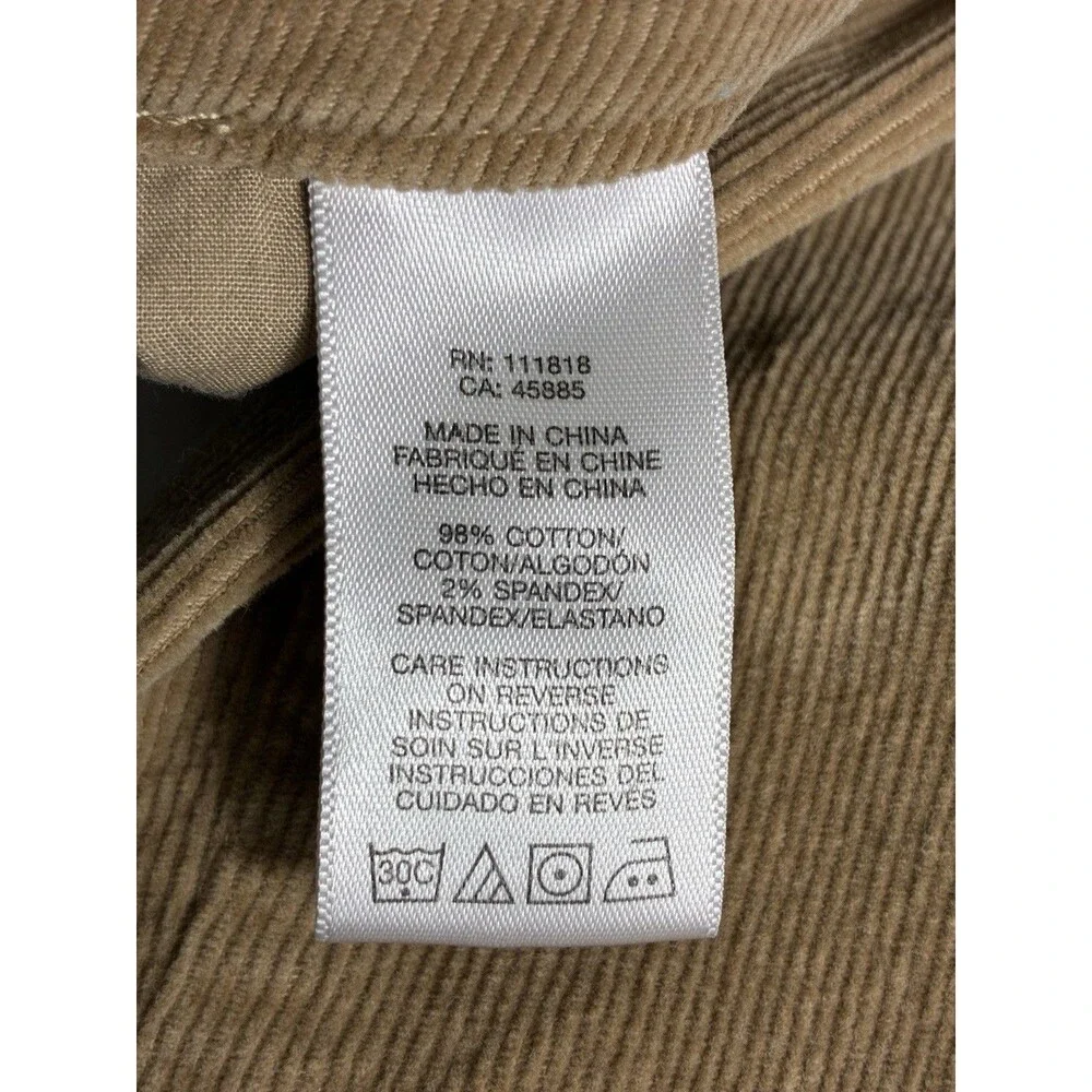 Michael Kors Womens Corduroy Jeans Sz 8 Camel Tan Skinny Mid Rise Five Pocket